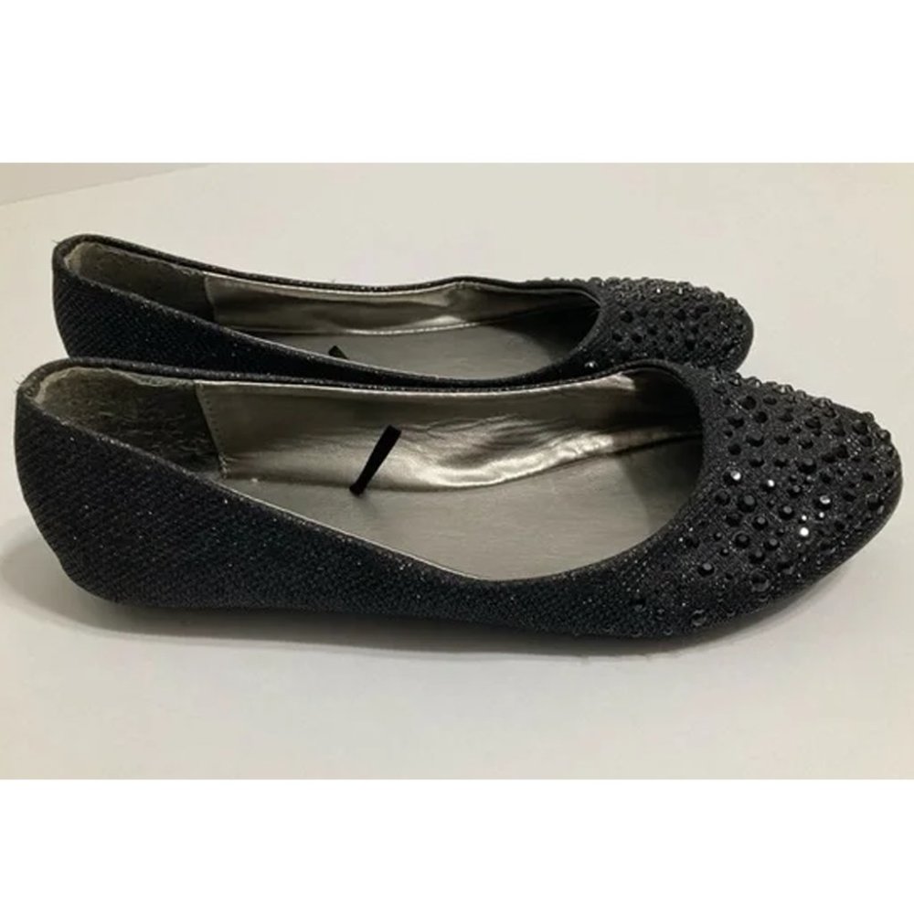 7W - Nicole rhinestone sparkly black flats